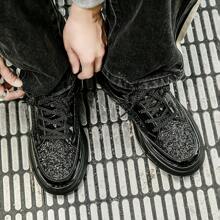 Black Casual Sports Shoes For Women, Non-Slip Soft Bottom Lightweight Thick Sole Round Toe Lace Up Sneakers