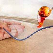 1 pezzo Protezione per tavolo in vinile, spessore 1,5 mm, semi-trasparente, resistente alle macchie, impermeabile, colore solido, non tessile, per tavoli da pranzo, da caffè, scrivanie - Decorazione per il Ringraziamento - Trasparente 1,5mm - Visualizzare 4