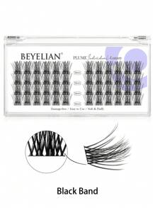 48Pcs DIY Eyelash Extension,Cluster Lashes Lash Clusters Individual False Eyelashes Extension Natural Look Reusable Black Super Thin Band 48 Lash Clusters By BEYELIAN (Style5 16mm Black Band)