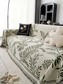 1 件带流苏的花卉雪尼尔沙发套，宠物友好型防脏防刮，可机洗，适合室内/室外，适合 1/2/3/4 座沙发