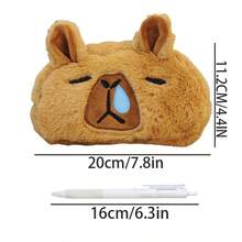 1 hộp đựng bút chì Capybara sang trọng, túi đựng đồ dùng văn phòng phẩm hoạt hình dễ thương có sức chứa lớn, túi đựng bút chì, cặp đi học - màu nâu - Xem 3