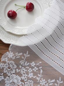 1pc French Lace Hollow-Out Table Runner, Elegant Atmosphere Placemat - White - View 8