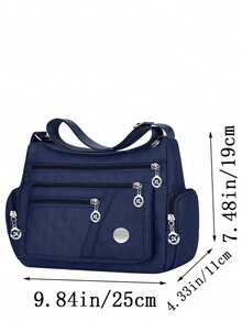 女士包，新款中年女士包，尼龙帆布包，单肩斜挎包，休闲百搭 - 藍色 - 查看 2