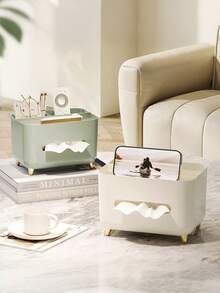 Cream Colored Tissue Box, Round Opening For Easy Tissue Pulling Without Ripping, Dual-Layer Storage, Small Footprint But Large Capacity, Thicker Material For Durability, Also Can Be Used As Phone Stand, Waterproof And Anti-Humidity For Bathroom Use, Multifunctional Storage, Suitable For Living Room, Bedside, Holding Remote Controls, Tissue Boxes