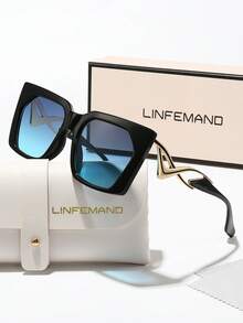 LINFEMAND 女士方形超大时尚眼镜，独特金属镜腿装饰，适合夏季海滩派对、婚礼和节日等场合，是理想的礼物之选。 - 彩色 - 查看 13