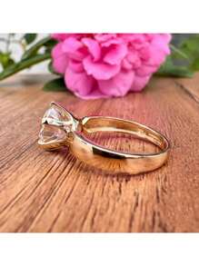 1 pièce Bague ronde élégante et luxueuse, bague de fiançailles, bague de mariage à six griffes, cadeau d'anniversaire pour les femmes, pour toutes les occasions (sans boîte)