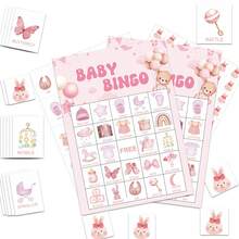 33 件套，粉色和蓝色 BabyShower 派对 24 人宾果游戏卡套装，青少年淋浴装饰和游戏性别揭秘派对，送给新父母的绝佳礼物，性别揭秘派对用品 - 彩色 - 查看 11