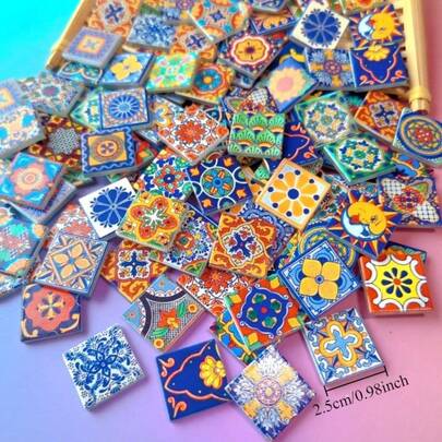 1 Pack 150g Fusible Glass Mosaic Pieces, 3D Beautiful Mosaic Tiles In Various Colors And Patterns, Home Decor, DIY Crafts, Floral Art Pattern, Creative Art Projects DIY Mosaic Craft Supplies