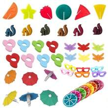 1Set Silicone Wine Glass Labels, Water And Drink Cup Decorations, Party Wine And Champagne Flute Identification Markers, Wedding And Birthday Supplies, Home And Party Decorations - Multicolor - View 12