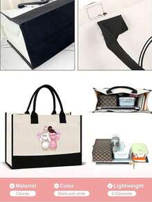 Bride Handbag And Cosmetic Bag Set, Bride Printed Zipper Makeup Bag, Personalized Bride Gift, Suitable For Wedding, Bridal Shower, Bachelorette Party, Engagement, Honeymoon, Gift For Best Friend, Bridal Memento - Multicolor - View 2