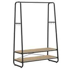 portant à Vêtement, Porte-Manteaux, Armoire, Vestiaire, avec 2 Étagères, 6 Crochets en Forme de S, Cadre en Acier, pour Chambre, Marron Turquoise et Noir Mat - Kaki - Voir 2