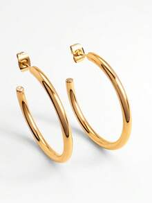 3件套14K不锈钢极简戒指耳环套装，女士款