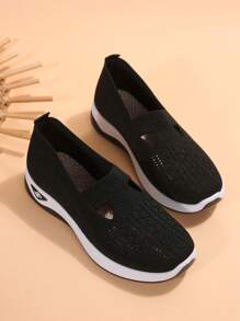 Sapatos Esportivos e Casuais com Puxador e Biqueira Redonda, Respiráveis e Confortáveis para Mulheres, Sapatos Leves e Planos da Moda para Caminhada, para Todas as Estações