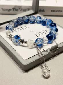 1PC Viral Moon Galaxy Star Charm Bracelet For Women,  Aesthetic Skin-Brightening Sweet Friendship Jewelry Gift
