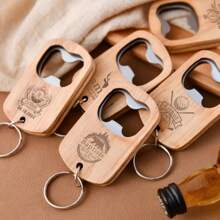 1pc Personalized Engraved Wooden Bottle Opener - Groomsmen Gifts, Wedding Favors, Boyfriend Birthday Gift, Custom Keychain,Custom Engraved Wood Bottle Opener Keychain, Boyfriend Birthday Present For Him