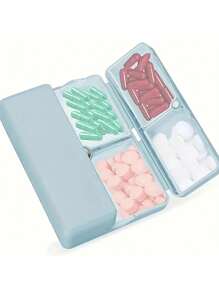 1pc 7-Day Pill Organizer Box, Divided Design, Suitable For Travel, Store Medicines, Vitamins And Fish Oil Supplements, Foldable Double-Layer Storage Box, Magnetic 7-Compartment Pill Case
