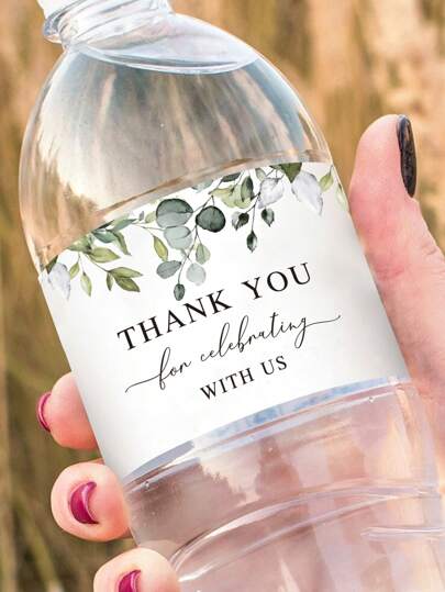 12pcs/Set Eucalyptus Appreciation Water Bottle Stickers, 7.9"X1.97" Wedding/Birthday Decor Water Bottle Label Papers, Green Leaf Label Stickers For Party Favors, 16.9oz 500ml Water Bottle Labels,Christmas Valentine Day