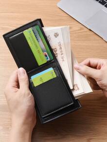 Fashion Men's Short Wallet, Multi-Card Slots PU Leather Bifold Card Holder, Premium Unisex ID Case Card Purse, Coin Pouch - Multicolor - View 3