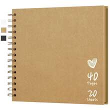 8x8 英寸 DIY 剪贴簿相册 20 张/40 页精装牛皮纸剪贴簿相册纪念册 适用于婚礼和周年纪念家庭节日礼物