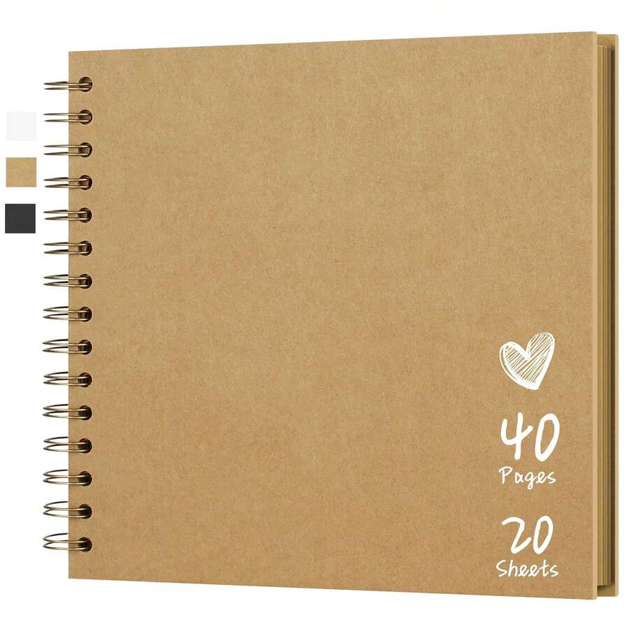 8x8 英寸 DIY 剪贴簿相册 20 张/40 页精装牛皮纸剪贴簿相册纪念册 适用于婚礼和周年纪念家庭节日礼物