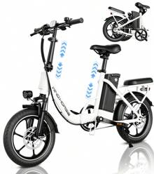 WIND HORSE 16" Electric Bike For Adults, Folding Ebike With 630W Peak Motor, 25MPH, 35Miles Range, Removable Battery, Suspension, Dual Disc Brake, LED Display, Electric Bicycle For Commuter Black