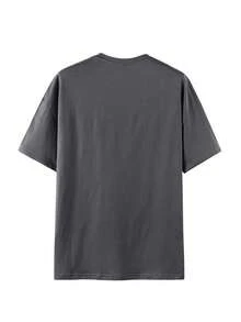 200g Pure Cotton T-Shirt 2025 Summer Ladies New Short Sleeve Pure Cotton Holiday Pattern Short Sleeve Round Neck Couple Wear Small Shirt Tops - 深灰色 - 查看 2