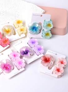 Set de 3 pinzas para el cabello con forma de flor de tamaño mediano, combinación de colores degradados de 6cm+4.5cm, accesorios de moda elegantes para el cabello de mujer, pinzas de estilo bohemio para accesorios de playa, otoño e invierno para atuendos de vacaciones