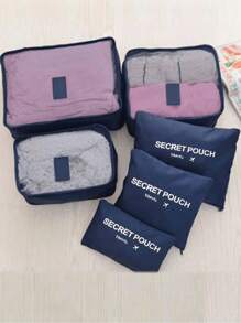 Set de 6 piezas de tamaño pequeño, bolsas de almacenamiento de viaje con gráfico de letras impermeables, sets de bolsas de almacenamiento de viaje, set de cubos de embalaje, organizadores de equipaje de viaje, bolsas de almacenamiento de equipaje de viaje, accesorios de viaje, bolsa de almacenamiento versátil y ligera, bolsa de lona a prueba de polvo, bolsas de almacenamiento de viaje, paquetes de clasificación de ropa multifuncionales, bolsas de compresión de embalaje de viaje, para el hogar y el viaje