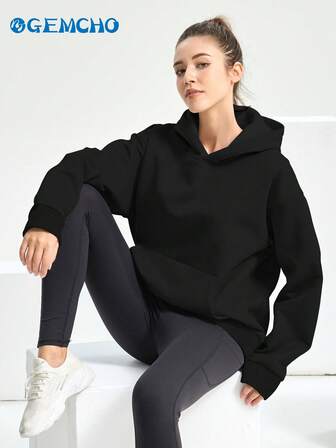 GEMCHO Damtröja med tryck, långärmad, varm tröja med huva för höst- och vinterstudenter, redo för utomhuskul!