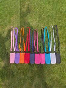 1pc Sports Water Bottle Mesh Bag With Shoulder Strap, Adjustable, Portable Water Cup Holder, Universal Insulated Bottle Pouch For Outdoor Sports, Camping, Travel