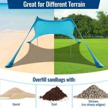 Beach Tent Canopy Sun Shade, UPF50+ Portable Beach Shade Tent, Beach Shade Canopy With Sandbag