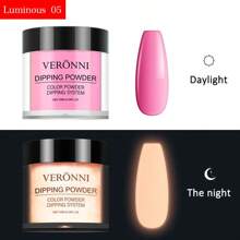 VERONNI 12 couleurs de poudre à tremper qui brillent dans le noir, avec un effet de dégradé rêveur, parfait pour les ongles de fête et le nail art DIY créatif