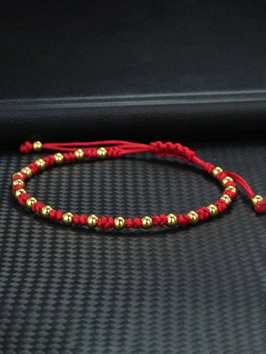 diffone Fashion Handmade Braided Rope Red Bracelet Charms Gold Beads Bracelet For Women Lover Armband Jewelry - Braided Bracelet - View 1