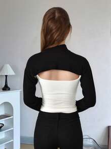 1 Stück Damen einfarbiges Modal Elasthan UV-Schutz Rollkragen Top mit Kontrastärmeln, Mockjacke mit Ärmeln, in verschiedenen Farben erhältlich, Nahost-Stil