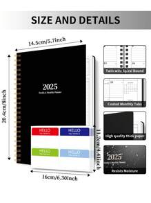 NEW 1pc Jan.2025 - Dec.2025 Monthly Planner,  + 5 Name Stickers Simple Loose Leaf Plan Book, PINK Daily & Weekly And Monthly Planner, Perfect For Meeting Agenda Records, Work Plan Reports, Study Plan Records, Daily Diary, Suitable For Office And Study,School Supplies,Back To School