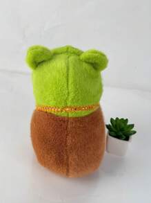 Juguete de peluche adorable de Capibara de 22 cm/8,66 pulgadas con tapa de cabeza de rana y mochila de rana. Estilo de anime de animal de peluche de color marrón oscuro. Regalo perfecto para fans de anime, decoración creativa y regalos para la fiesta de cumpleaños de niños, decoración de habitación de niñas.