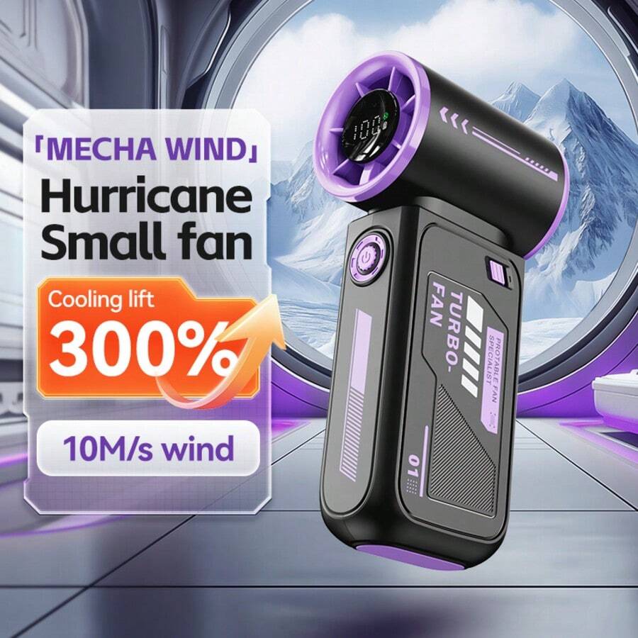 1 件 100 速强力手持风扇，超便携式手持风扇，12000 RPM 高速冷却，100 速强力风，USB 可充电迷你吹风机，适合旅行和户外使用，可充电便携式风扇，学生，台式风扇