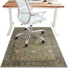 36"X48" Office Chair Mat For Hardwood Tile Floor,  Under Desk Carpet Protector For Rolling Computer Chair Mat,  Machine Washable Area Rug,  Anti-Slip 1/5" Thick Low Pile Thin Vinyl Floor Mat,  Sepia