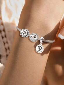 1Pc 925 Sterling Silver Hollow Letter DIY Bead For Ladies Jewelry Bangle Accessories Fine Jewelry Making