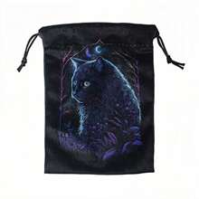 Double-Sided Kitten Print Polyester Tarot Card Pouch (18x13cm), Drawstring Storage Bag For Cards, Crystals & Holiday Gifts