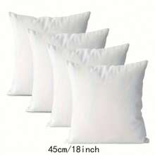 4pcs Set Modern White Decorative Pillow Covers With Zipper Closure - Machine Washable Polyester, Contemporary Design For Home, Car, Bedroom, Office | Minimalist Decorative Pillow Covers, Inserts Not Included