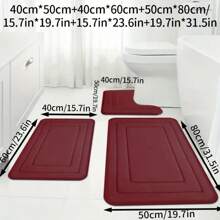 3pcs Memory Foam Super Absorbent Bath Mat Set, Non-Slip Bathroom Mats, Ultra Soft Plush Bath Rugs, For Bathtub, Shower, Bathroom Accessories, Bathroom Decor, Home Decor