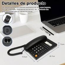 Teléfono fijo de sobremesa con cable y botón grande para oficina casa,hogar, hotel,Teléfono de escritorio con cable Teléfono de oficina Teléfono boton grande telefono fijo