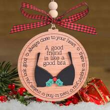 3styles Friendship Gifts For Women Friends, 'A Good Friend Is Like A Good Bra', Funny Double-Layer Wooden Ornaments, Birthday Gifts For Good Friends, Holiday Gifts, Home Decoration, Christmas Tree Decoration - Multicolor - View 3