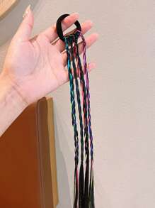 1 pezzo Parrucca con treccia intrecciata per donne, accessorio per capelli con corda colorata annodata in stile box braid, fascia elastica per capelli (il colore della corda è casuale)