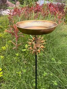 1pc Garden Metal Bird Bath, Removable Cast Iron Decorative Bird Bath With 5 Claw Base, Outdoor Hummingbird Feeder, Metal Tray And Water Bowl, Bird Food Tray, Durable Metal Construction, Suitable For Garden, Yard, Patio And Lawn, Yard Garden Decoration, Fall Decoration, Halloween, Thanksgiving, Christmas, Perfect Gift For Bird Lovers