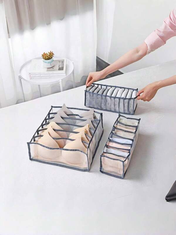 1pc/3pcs Underwear Storage Box Foldable Underwear Divider Storage Box, Wardrobe Storage Box Divider Box, Bra Drawer Storage Box Socks Underwear Storage Box Drawer Storage Clothes Pants Jeans Skirt Storage Box, Storage Pieces, Home Storage