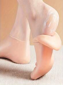 2 Stücke Peeling & feuchtigkeitsspendende Socken zum Schutz vor Fersenspalten, Hautpflege-Geleinlegesohlen-Fußmasken-Socken für den Strand, elastische Kurzsocken mit Silikongel