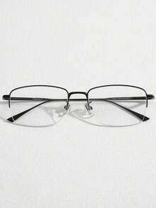 Ultra Light Half Frame Anti Fatigue Glasses For Men Women Non-Prescription Pc Lenses Fashion Glasses, Rectangular Design, Stainless Steel Material, Suitable For Various Occasion, Glasses Case Included - Multicolor - View 7