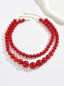 2 pièces Collier de fausses perles, mode personnalisée simple mais exagérée avec un sentiment vintage haut de gamme. Chaîne de cou convenant pour le port quotidien des femmes ou pour des occasions importantes
